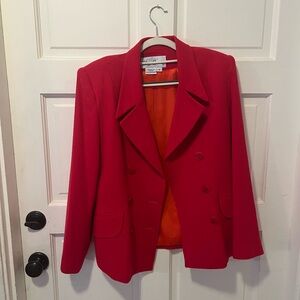 Oleg Cassini Red Blazer with Orange Lining